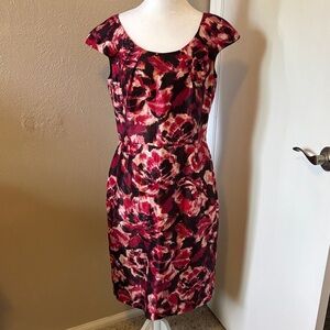 Copy Alex Marie Red and Black Floral Midi Dress size 6